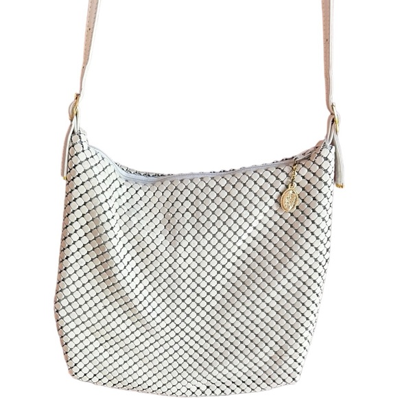 Whiting & Davis white vintage metal bead bag - Picture 3 of 8